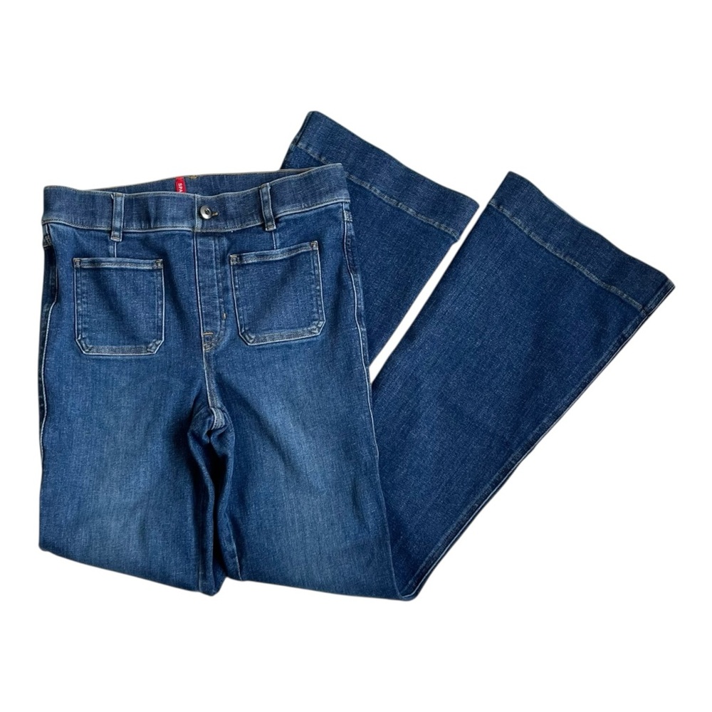 Spanx Authentic Blue Flare Jeans With Patch Pocke… - image 1